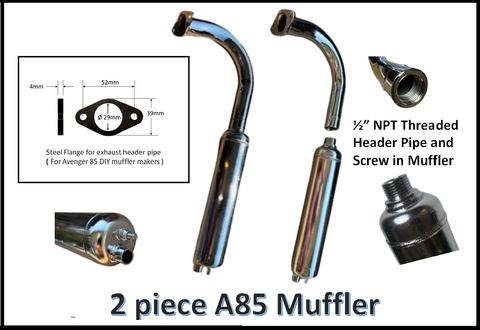 Avenger 85 Header PP Pipe and screw in muffler