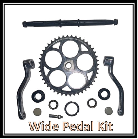 Here Now!  Wide pedal kit for Harbor Freight 79cc engine installation